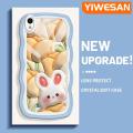 YIWESAN For VIVO Y1s Y91C Case 3D Flowers Rabbit Pattern Cream Wave Border Soft Clear Shockproof Phone Cases Creative Camera Transparent Casing Simple Gentle Protective Cover. 