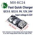 QC3.0 QC2.0 USB DC-DC Buck Converter Charging Step Down Module to Fast Quick Charger Circuit Board for Solar or UPS Battery to Fast Mobile Charger MH-KC24 6-32v to 5v Step Down Fast Charger Module 6-32V 9V 12V 24V to Fast Quick Charger Pakistan e shop. 