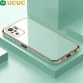 UCUC for Xiaomi Redmi Note 10 Back Cover + Free Lanyard Luxury 6D Plating Case Side Pattern Soft Silicone Square Mobile Phone Cases. 