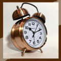 Loud Twin Bell Alarm Clock Battery Operated Silver Round Shape with Night Vision Dial. 
