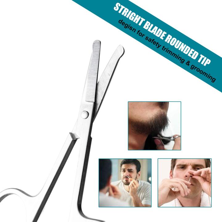 Cutting%20Clippers%20Point%20and%20Rounded%20Safety%20Tip%20Scissors%20For%20Men%20and%20Women%20(Silver),%202%20Pcs%20Stainless%20Steel%20Small%20Scissors,%20Facial%20Hair%20Grooming%20Set%20Comfort%20grip%20Handels,%20Eyebrow,%20Nose,%20Muatache%20Beard%20For%20Personal%20and%20Professional%20Use%20-%20Image%203