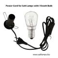 Power-Cord for Salt Lamps in Black Color with 15 watt bulb - E-14 Power-cord with light bulb of 15 watt. 