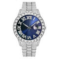 New TEMU Diamond Luxury Steel Belt Quartz Watch   Diamond Hip Hop Cuban Bracelet with Suit Watch. 
