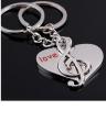 1 Pair Couple Love Heart Musical Note key chain. 