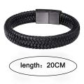 Black PU Leather Magnetic Bracelet Men's Mature and Stable and Elegant Giving Men The Best Gift for Men. 