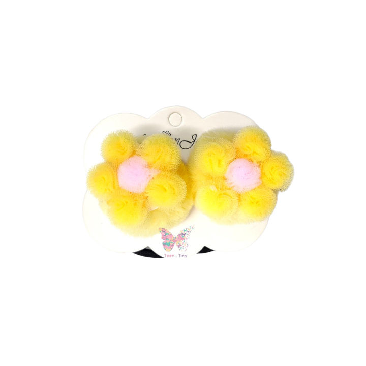 Bunny Ear Pom Pom Hair Ties, Colorful Fluffy Hair Pony, Beautiful Flowery Hair Pony, Soft Hair Ties,  , Round Shape Hair Pony, Rabbit Plush Hair Ties, Fluffy Ball Shape Hair Ties