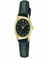 CASIO BLACK DIAL WITH BLACK LEATHER STRAP WOMEN'S WATCH - LTP-1094Q-1ARDF. 