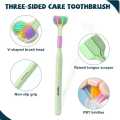 Three-Sided Toothbrush - Soft Bristle Toothbrush with 3 Head Design,3-Headed Tooth Brush for Soft and Gentle Clean Each Tooth Completely. 
