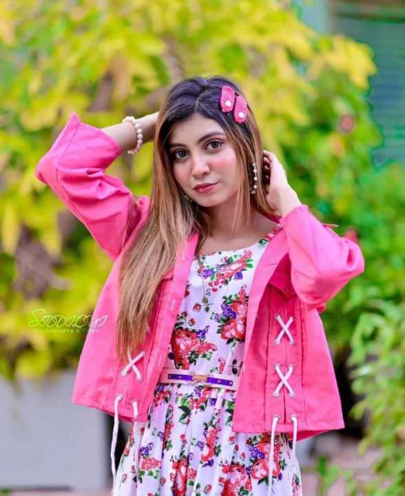 Stylish%20Western%20Style%20Denim%20Upper%20With%20Printed%20Floral%20Frock%20With%20Belt%20For%20Women/Girls%20-%20Image%205