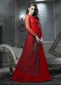 Red Colour Net Embroidered Stitched Anarkali Style Designer Gown Siya-1006. 