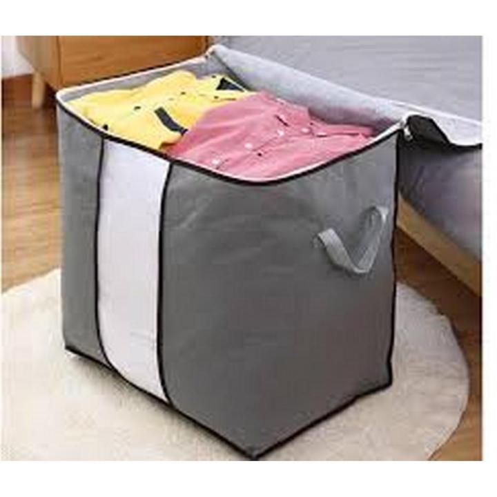 Bamboo Charcoal Clothing Organizer Bags, Foldable Storage Zipper Bag, Large Durable Closet Storage Boxes Case Container for Dresses Quilt Season Items Storage