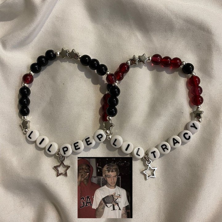 Lil peep lil Tracy themed bracelet set goth music artist handmade jewelry beaded