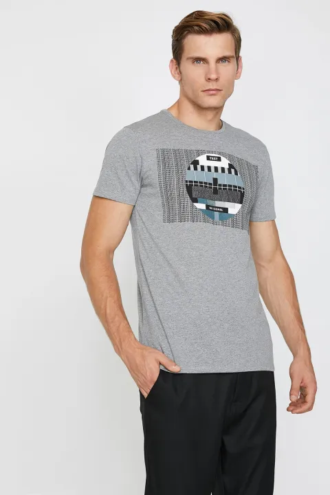 Koton%20Men's%20Gray%20Crew%20Neck%20Short%20Sleeve%20T-Shirt%209YAM11264CK%20-%20Image%203