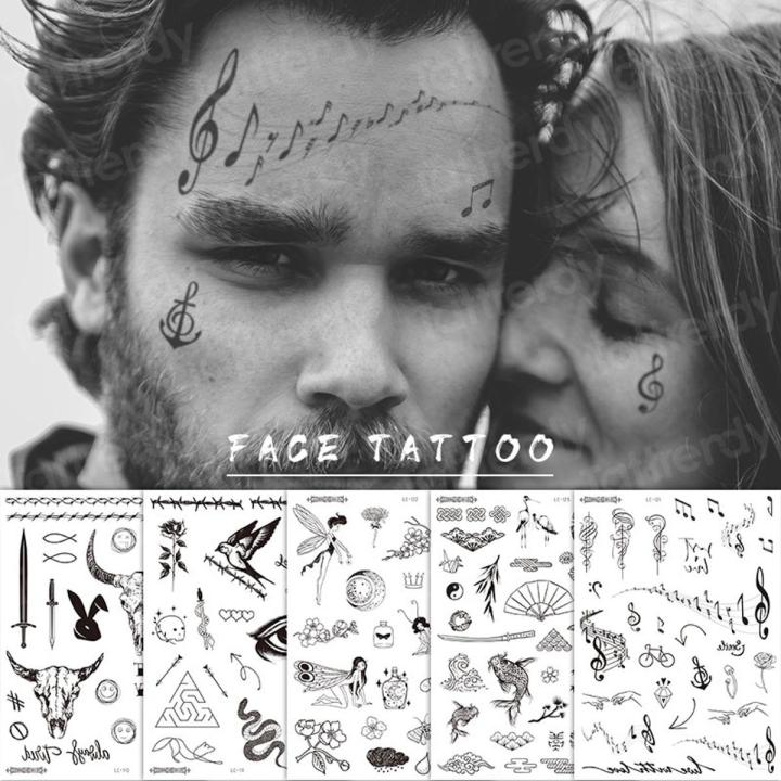 temporary face tattoos music symbols tattoo neck face hand stickers tattoo geometric letters tatoos wrist body art for boys men