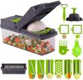 Vegetable Chopper cutter Slicer Multifunctional 14 in 1 Food Choppers Onion Chopper Vegetable Slicer Cutter Dicer Veggie Chopper with 8 Blades, Colander Basket, Container for Salad Potato Carrot Garlic. 