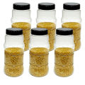 CYLINDER JAR SET - PACK OF 6 PCS PLASTIC KITCHEN JARS BOX STORAGE BURNI ORGANIZER SET MASALA CONTAINER RACK CANDY FOOD GRADE BPA FREE PURE PET MATERIAL FOR DAAL ACHAR SALT SUGAR CANDIES. 