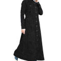 Black Denim Four Pockets Officer Abaya. 