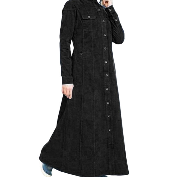 Black Denim Four Pockets Officer Abaya