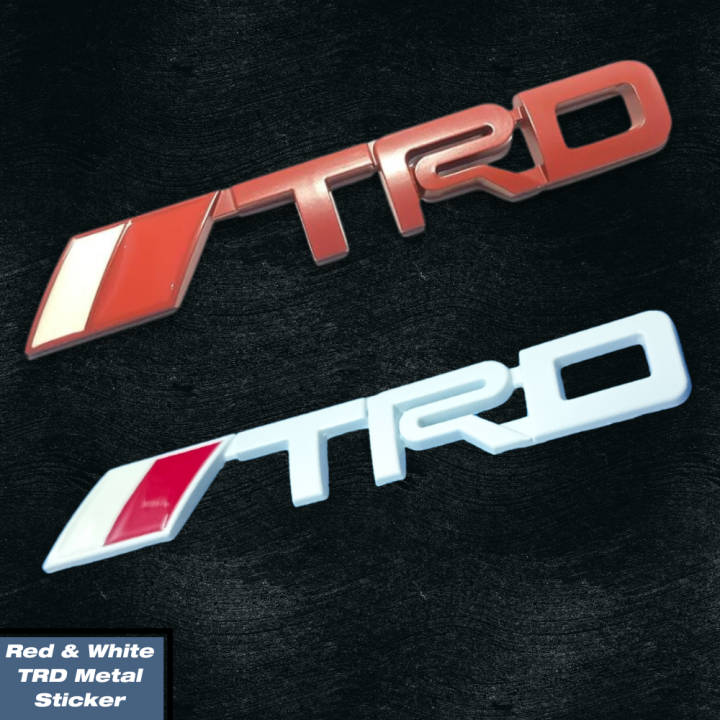TRD 3D Metal Car Letters | TRD Sticker in Red color and White color | Trunk Badge TRD Emblem TRD Logo Accessories