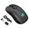 HXSJ T30 Black Wireless Gaming Mouse 3600 DPI Adjustable 7-Color Light Gaming Backlight Rechargeable Mouse With TYPE-C Adapter. 