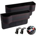 Car Seat Gap Filler, 2 PCS Multifunctional Car Seat Organizer with Cup Holder, Car Console Side Organizer for Cellphones, Wallets, Keys, Coin, Cards, Sunglasses, Passenger Side & Driver Side - Black. 