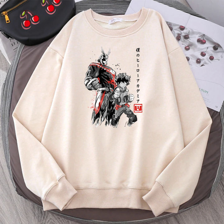 My Hero Academia Anime All Might Deku Male Hoodies Vintage Sport Tracksuit Street Crewneck Sportswear Casual O-Neck Men Pullover