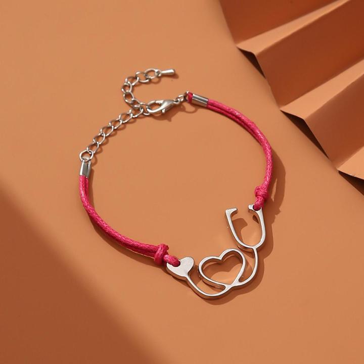 Creative Bracelet for Women Stainless Steel Doctor Stethoscope Pendant Shape Adjustable Wrist Strap for Girl Trendy Jewelry Gift
