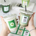 Milk tea beverage bottle juice coffee cup disposable plastic bottle transparent sago poplar nectar bottle with lid empty cup. 
