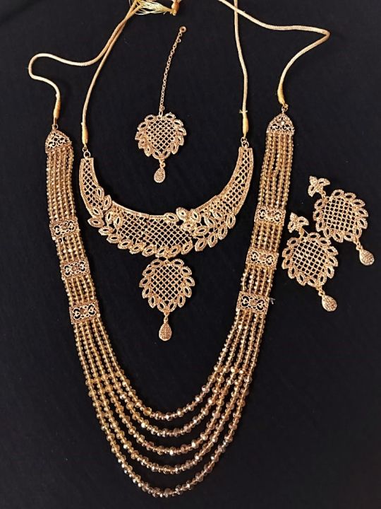 PREMIUM QUALITY MATTE GOLD FINISH BRIDAL JEWELLERY SET FOR WOMEN