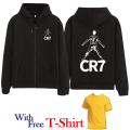 Trendy Fashion Zipper Hood CR7 Printed Hoodie Zipper in Black Colour Winter Collection Fabric Fleece Pullover hood Gym Sports Outdoor Casual wear With Gift for Unisex at Full Circle Clothing. 