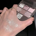 9 Color Dark Punk Smoky Eyeshadow Palette Grey Pink Pearl Matte Eye Shadow Brightening Lying Silkworm Shimmer Earth Color Makeup. 