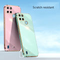 Biruiqu for Realme C21Y  Back Cover Luxury 6D Plating Frame Shiny Bling Phone Pounch Soft Silicone Square Phone Case. 
