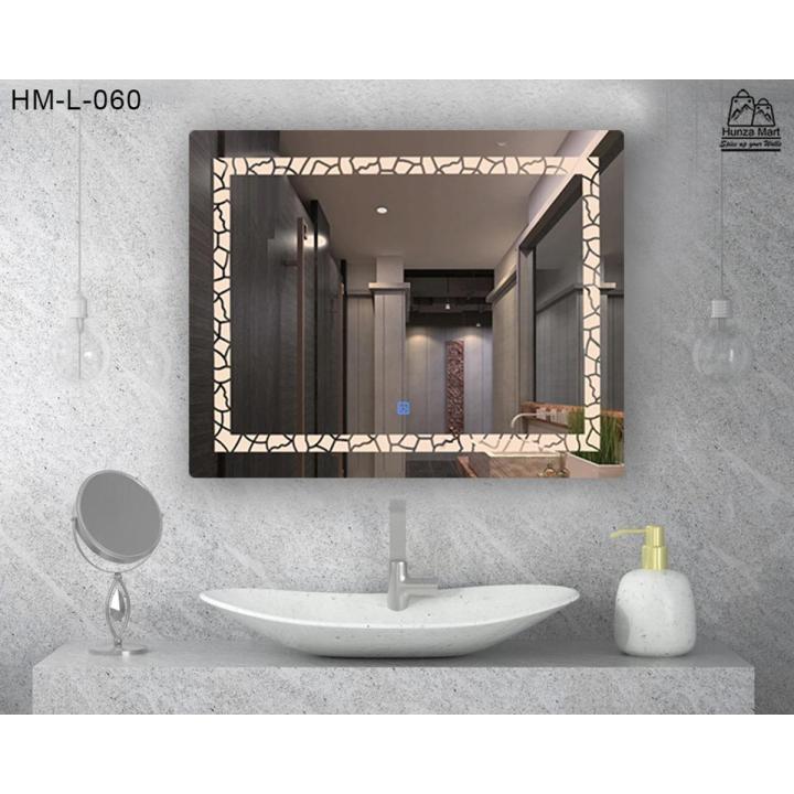 LED Textured Rectangular Mirror | Wall Mounted Bathroom Mirror with Light | Led Light Home Decor | Wash Basin Mirror for Wall  LED-060