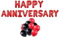 “HAPPY ANNIVERSARY” Foil Balloons - Golden,Silver & Red Color. 