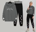 Winter Fleece Casual Meow Printed Hoodie and Trouser Set Track Suit for Girls and Women. 