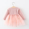 New Autumn olid Color Korean Edition Girl' Prince Dre 1-3 Year Old Children' Long leeve pliced Meh Dre Children' Clothing Cute weet Beauty Baby. 