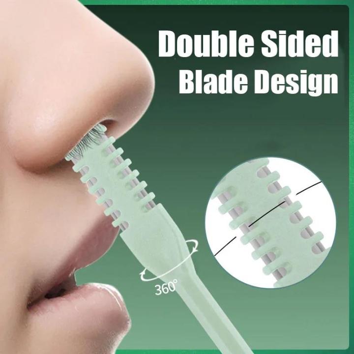 Double Sided Nose Hair Knife Manual Nostril Cleaning Nose Hair Trimmer for Women Men 360 Degree Rotate Nostril Cleaning Scissors
