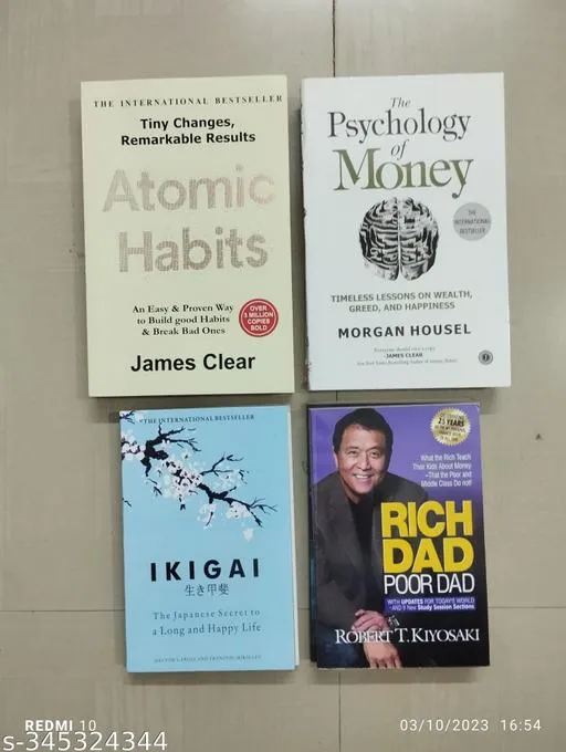 Combo Of 4 Book :- Atomic Habits + The Psychology + Ikigai + Rich Dad ...