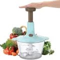 1.5L Hand chopper Manual Food Push Chopper, Speedy Chopper with Curved Stainless Steel Blades, Handheld Vegetable Chopper/Mincer/Mixer/Blender to Chop Fruits Onions/Nuts/Ginger/Herbs/Garlics. 
