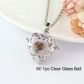 1pc Heart Hollow Cage Locket Pendant With Glass Ball Memory Locket Pendant Cremation Jewelry Fillable Jewelry. 