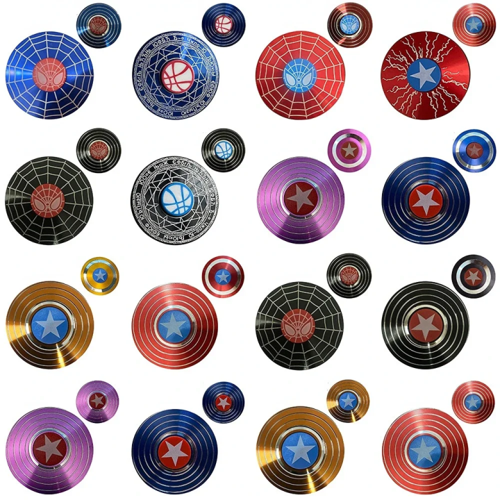 New Round Shield Aluminium Fidget Spinner Superhero Fast Bearing Finger Hand Spinner Adult Stress Relief Toy Anti Stress Fidget