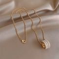 Korean Style Pearl Stone Cylinder Pendant Long For Woman Sweater Jewelry Party Girl Elegant Sweater Chain. 