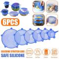 6pcs Universal Food Silicone Cover Silicone Stretch Lids for Bowl, Cup, Pot, Pan, Dish, Food Covers, Flexible Silicone Lids Food Wrap Apply to All Kinds of Food Storage Container.. 