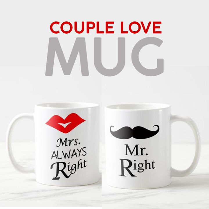 Couple Mug Mr. Right and Mrs. Always right Bff Love (Pack of 2)