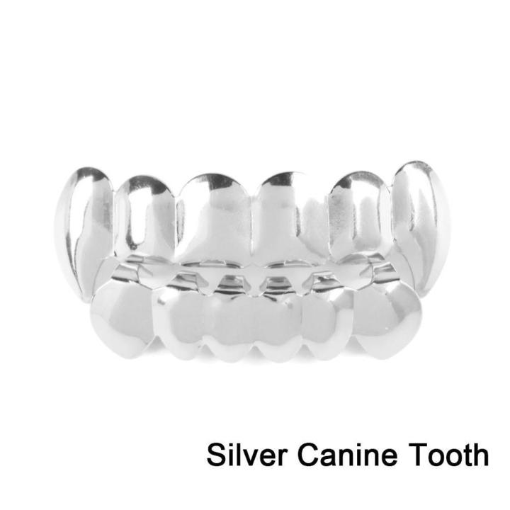 New Custom Fit 14k   Plated Hip Hop Teeth Grillz Caps Top & Bottom Grill Set