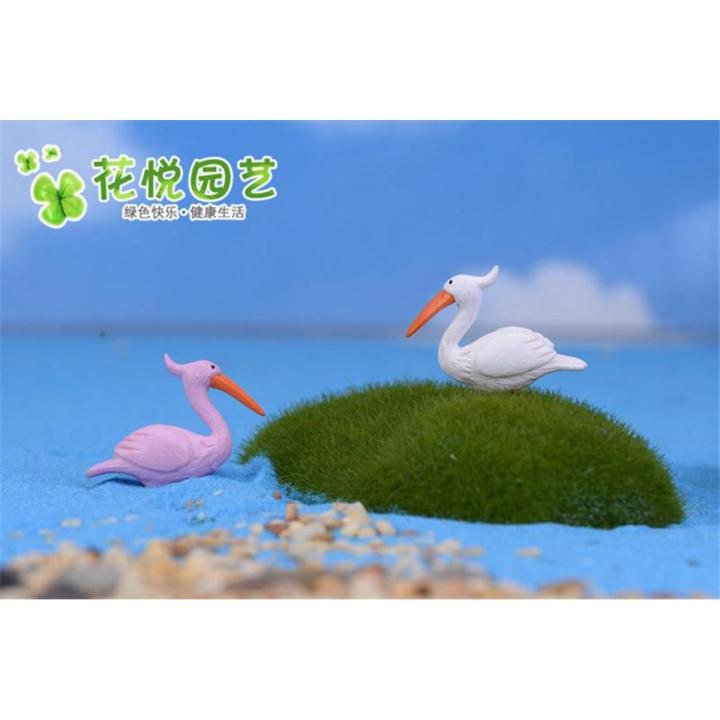 2 Pieces Flamingo Lucky Bird  Figurine Ornament Miniatures Fairy Garden
