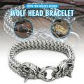 Wolf Bracelet Fenrir Head Viking Stainless Men's. 