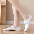 【Top mobile】New Summer Women's Hot Stamping Stick Figure Cute Face Panda Elephant Rabbit Combed Cotton White No-Show Socks. 