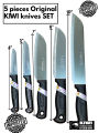 Original KIWI 5 Pieces Knives set - Kiwi Knife Cook Utility Knives -Kiwi Chef's Knife with Slip-resistant Handle - For Professional CHEFF use and Daily Kitchen Use - Kiwi KNIVES FOR MEAT AND VEGETABLE CUTTING - MADE IN THAILAND. 