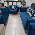 Deluxe Furniture 5 seater modern sofa set with free cushions- Velvet Fabric. 